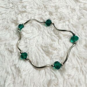 Silver Tone Bendy Bead Bracelet